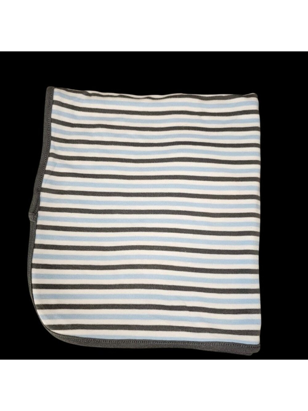 Little Me‎ Baby Receiving Blanket Striped Cotton Knit White Blue Gray Thin